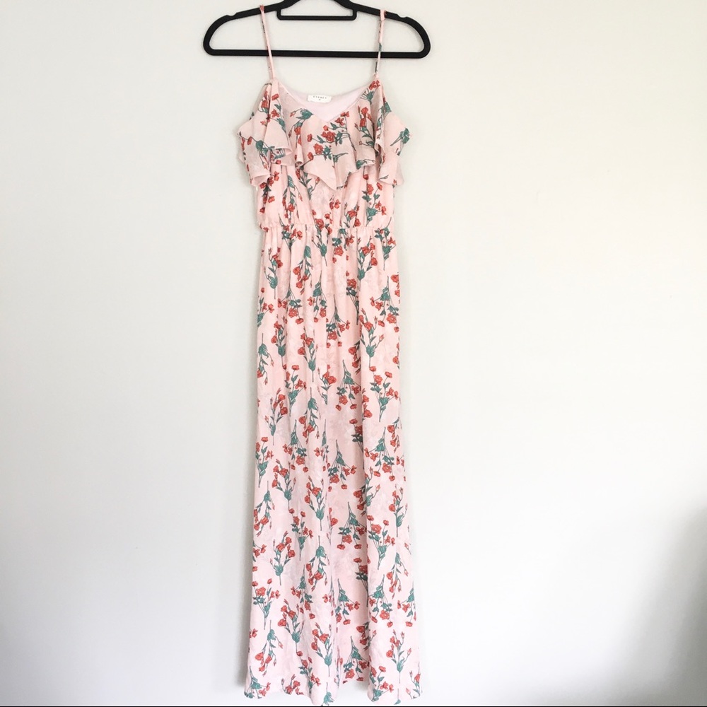Everly Pink Floral Sheer Maxi Dress Womens small